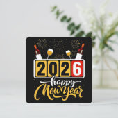 「2026ハッピーニューイヤー」お祝いデザイン サンキューカード (スタンド正面)