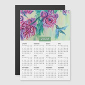 2026パープルグリーンハミングバ絵を描ードカレンダー (正面/裏面)