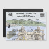 2026ビジネスロゴQR波止場水カレンダーマグネット (正面/裏面)