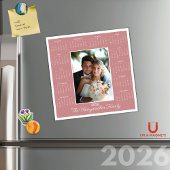 2026ピンクフォト磁気カレンダーホリデーカード
