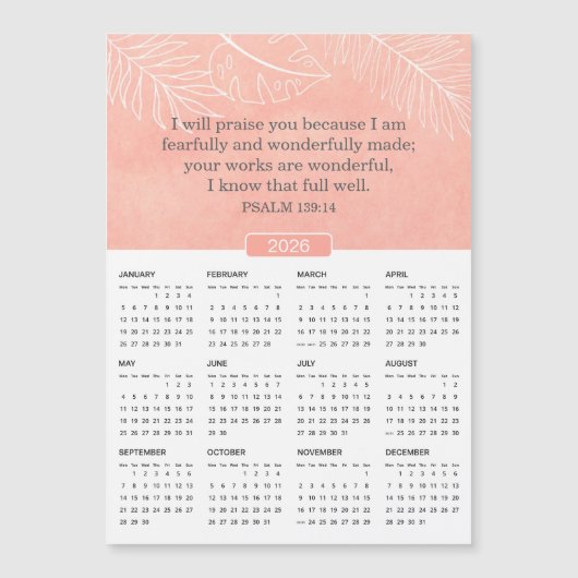 2026ピンク水色詩篇139:14マグネット (正面)