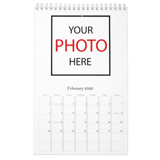 2026ファミリーフォトカレンダー/独自の作成 カレンダー (2月 2026)