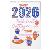 2026フォークアートコテージコアグラニコア伝統的 カレンダー (カバー)