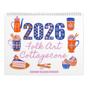 2026フォークアートコテージコアグラニコア伝統的 カレンダー