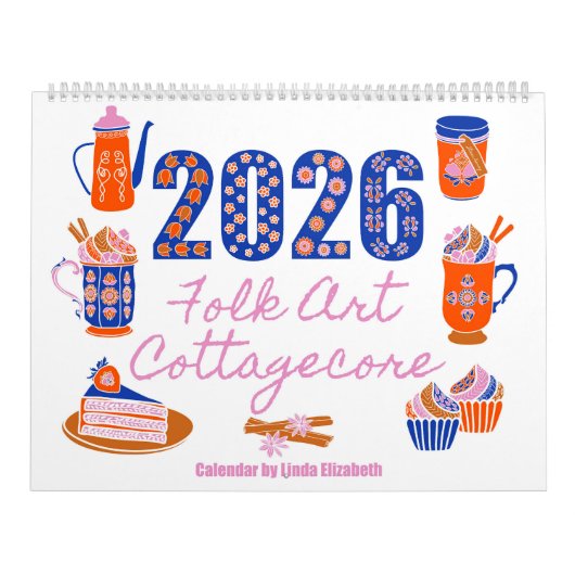 2026フォークアートコテージコアグラニコア伝統的 カレンダー (カバー)