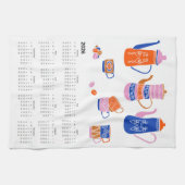 2026フォークアートコテージコアコーヒーブレイクカレンダー キッチンタオル (横)