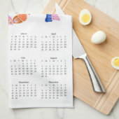 2026フォークアートコテージコアパンプキンパッチカレンダー キッチンタオル (四つ折り)