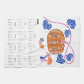 2026フォークアートコテージコアパンプキンパッチカレンダー キッチンタオル (横)