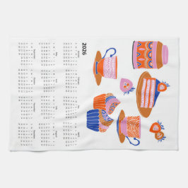 2026フォークアートコテージコーレアフタヌーンティーカレンダー キッチンタオル