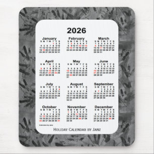 2026ブラックアートホリデーカレンダーバイジャン マウスパッド