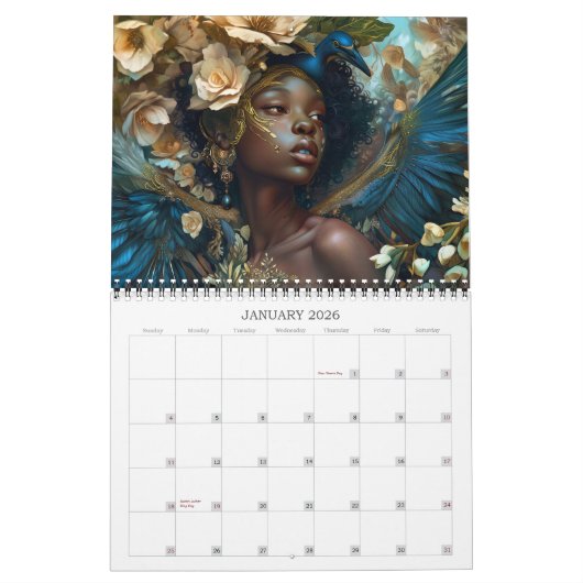 2026ブラックファンタジーアートミスティックミューズ カレンダー (1月 2026)