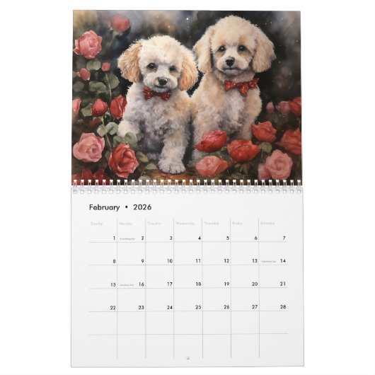 2026プードル カレンダー (2月 2026)