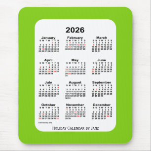 2026ホリデーイエローグリーンカレンダーバイジャンツ マウスパッド