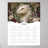 2026ホワイトドラゴンファンタジーアート通年カレンダー ポスター (正面)