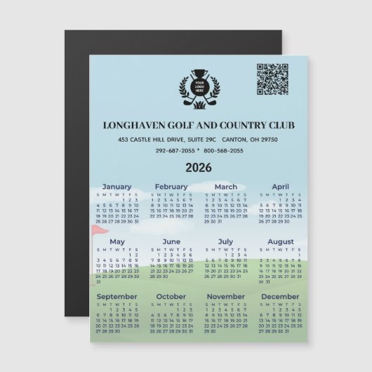 2026マグネットカレンダーゴルフクラブリーグロゴQRコード (正面/裏面)