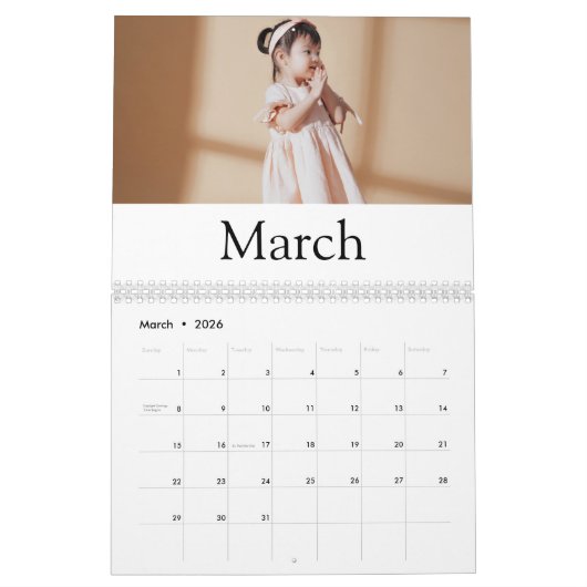 2026モダン写真 カレンダー (3月 2026)