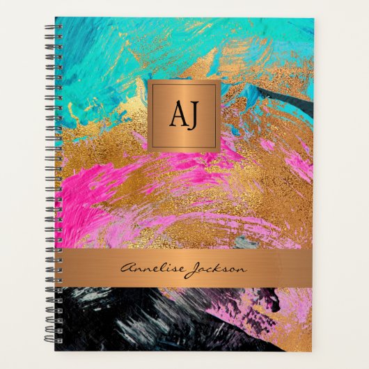 2026モダン年モノグラム黒金ゴールドエレガント事務所 プランナー手帳 (正面)