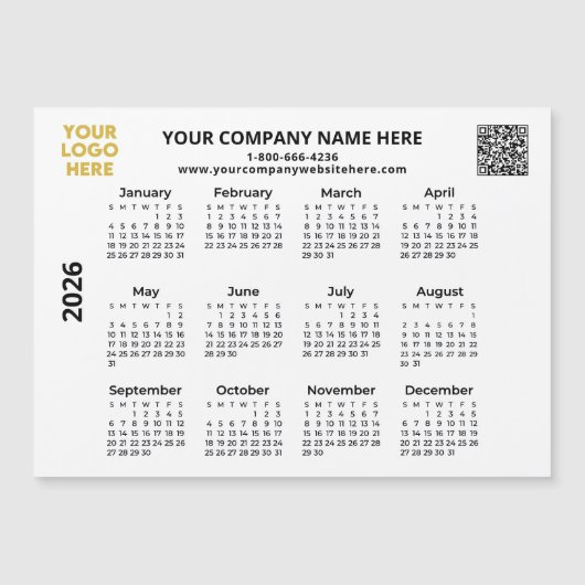 2026ロカスタムゴQRビジネス磁気カレンダー (正面)