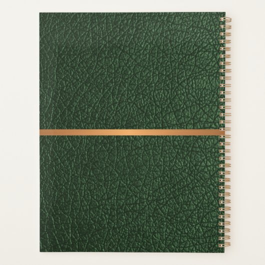 2026上品なエレガントグリーンレザー金ゴールドモノグラムの プランナー手帳 (裏面)
