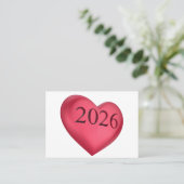 2026刻印の赤いハート プレイスカード (スタンド正面)