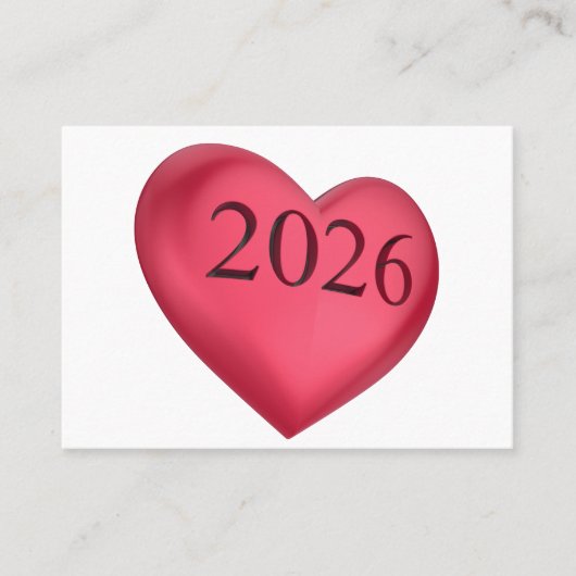 2026刻印の赤いハート プレイスカード (正面)