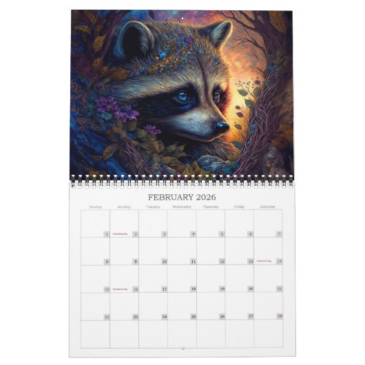 2026動物魔法ファンタジーアートカレンダー カレンダー (2月 2026)