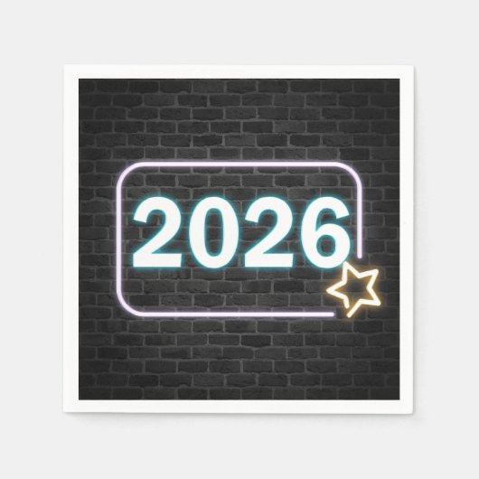 2026卒業ネオンサインレンガ スタンダードカクテルナプキン (正面)