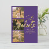 2026卒業式 写真 紫のスクリプト 案内状 (スタンド正面)