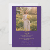 2026卒業式 写真 紫のスクリプト 案内状 (裏面)