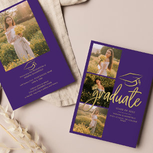 2026卒業式 写真 紫のスクリプト 案内状