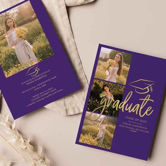 2026卒業式 写真 紫のスクリプト 案内状
