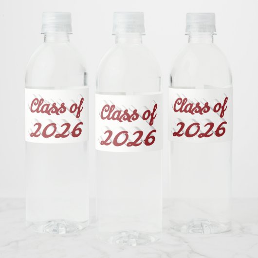 2026卒用・ワインレッド文字の卒業記念 ペットボトルラベル (ボトル)