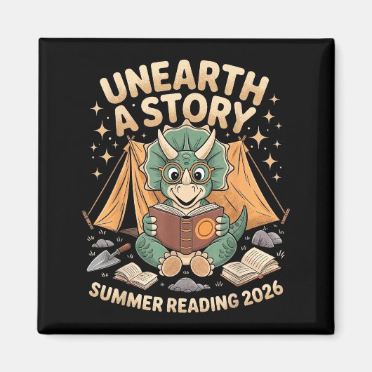 2026夏の読書で物語を掘り出せ トリケラトプス マグネット (正面)