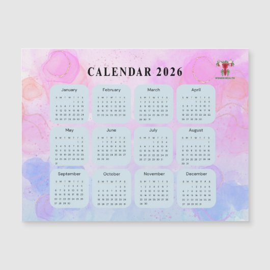 2026婦人科カレンダーマグネット（カスタムロゴ可能） (正面)