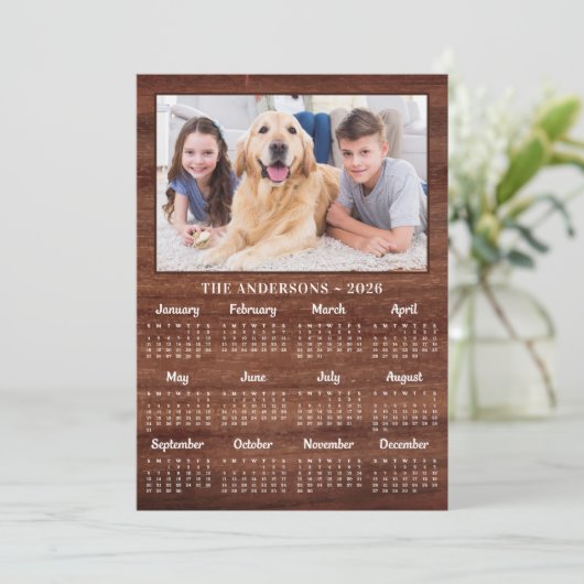 2026家族素朴ペット犬12ヶ月フォトカレンダー シーズンカード (スタンド正面)