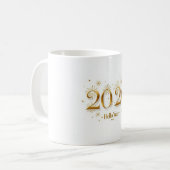 2026年あけましておめでとうございます ゴールドメタリックニューイヤーマグカップ コーヒーマグカップ (正面左)