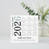 2026年おめでとうございます青いカレンダー シーズンカード (スタンド正面)