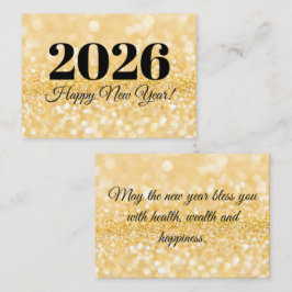 2026年おめでとう ミニマル ゴールド グリッター ノートカード