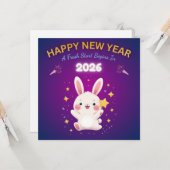 2026年お正月のかわいいウサギのグリーティングカード カード (正面/裏面インサイチュ)
