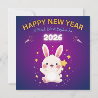 2026年お正月のかわいいウサギのグリーティングカード カード