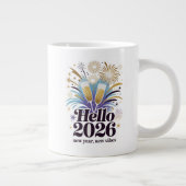 2026年お祝い – 新年の輝きデザイン ジャンボコーヒーマグカップ (右)