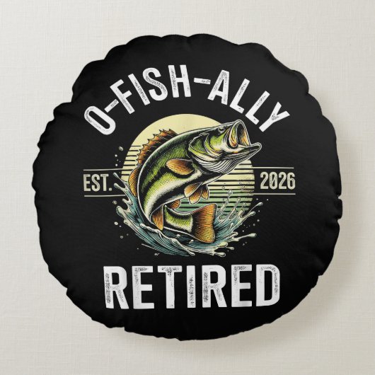 2026年お魚引退漁師フィッシング ラウンドクッション (正面)