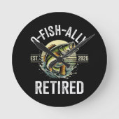 2026年お魚引退漁師フィッシング ラウンド壁時計 (正面)