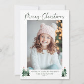 2026年かわいいダークグリーンのクリスマスツリー写真カレンダー シーズンカード (正面)