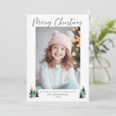 2026年かわいいダークグリーンのクリスマスツリー写真カレンダー シーズンカード (スタンド正面)