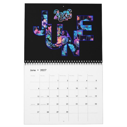 2026年このElectric GlowでBRIGHTを開始 カレンダー (6月 2027)