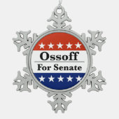 2026年にジョージア上院議員のジョン・オッソフを再選 スノーフレークピューターオーナメント (正面)