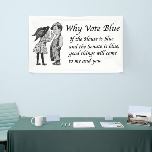 2026年に青で投票する理由 横断幕 (トレードショー)