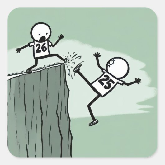 2026年のお正月のスティックスフィギュア・ユーモア スクエアシール (正面)