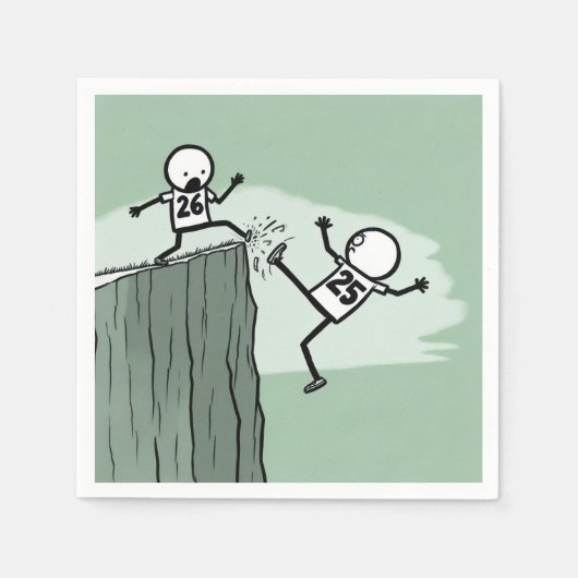 2026年のお正月のスティックスフィギュア・ユーモア スタンダードカクテルナプキン (正面)